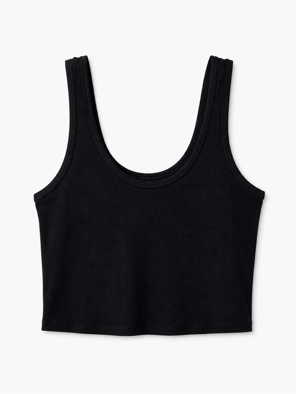 wild fable Black Ribbed Scoop Crop Tank Top